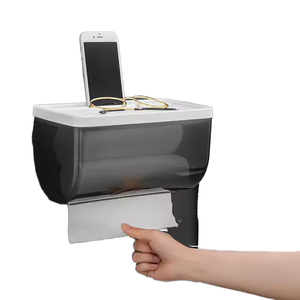 Boîte de rangement murale multifonctionnelle en plastique durable, grande, moderne, carrée, imperméable, organiseur de bureau, porte-papier toilette - Product Image 1