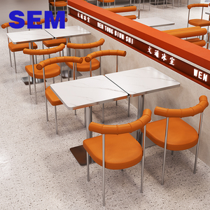 Industrial Style Restaurant Furniture Stainless Steel Wall Card Seat <b>Dining</b> <b>Tables</b> Chairs for Coffee Shops <b>Bars</b> Custom - Product Image 5