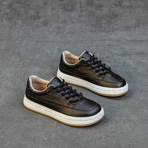 נעליים לבנות קטנות, נעלי נשים שטוחות עם עקב נמוך, לבנות שחורות, נגד החלקה, עם שרוכים, נעלי סקייטבורד נמוכות, נעלי ריצה - Product Image 3