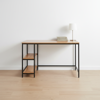 Bureau d'ordinateur moderne et simple avec design modulable, étagère latérale de rangement, écologique et durable