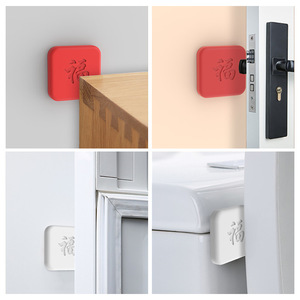 FZF Door Stop Rubber <b>Pad</b> Red Square Anti-Collision Wall Mount For Door Handle Refrigerator <b>Buffer</b> 4Pcs - Product Image 3