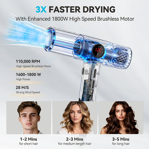 Asciugacapelli <span class=keywords><strong>Professionale</strong></span> Leggero con Motore Brushless <span class=keywords><strong>da</strong></span> 1800W, Alta Velocità, Bassa Rumorosità, Ioni Negativi per Salone - Product Image 2
