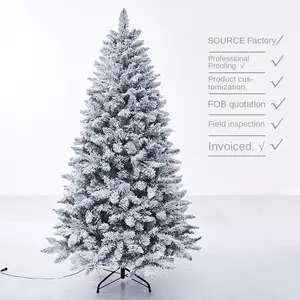 Il nuovo elenco popolare Design ecologico Pvc natale bianco neve floccaggio decorazioni natalizie albero
