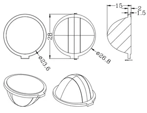 Vtt Accessoires Lentilles Vélo LED Lumière Lentille DK-27-LENS-BIKE