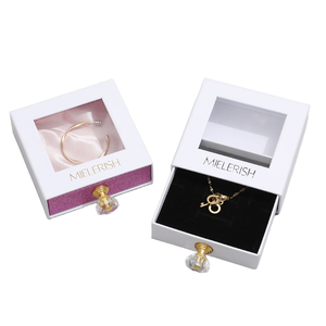 Boîte à bijoux personnalisée avec logo, poignée diamant, fenêtre PVC, pour colliers, boucles d'oreilles, bracelets, emballage cadeau, boîte de rangement - Product Image 2