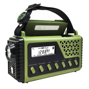 Radio portátil multifuncional con manivela solar, AM FM SW, con pantalla digital, linterna, altavoz incorporado y brújula para exteriores. - Product Image 1
