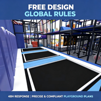Parc d'attractions intérieur commercial avec trampoline, zone de saut et toboggan, aménagement personnalisé en plastique pour projets FEC, certifié CE ASTM