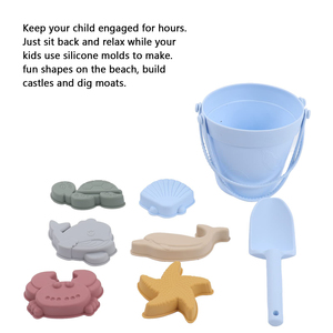 High Quality Easy-to-Clean Food-Grade <b>Silicone</b> Kids Beach Bucket Set for Outdoor Summer Sand Toys & Play - Product Image 6