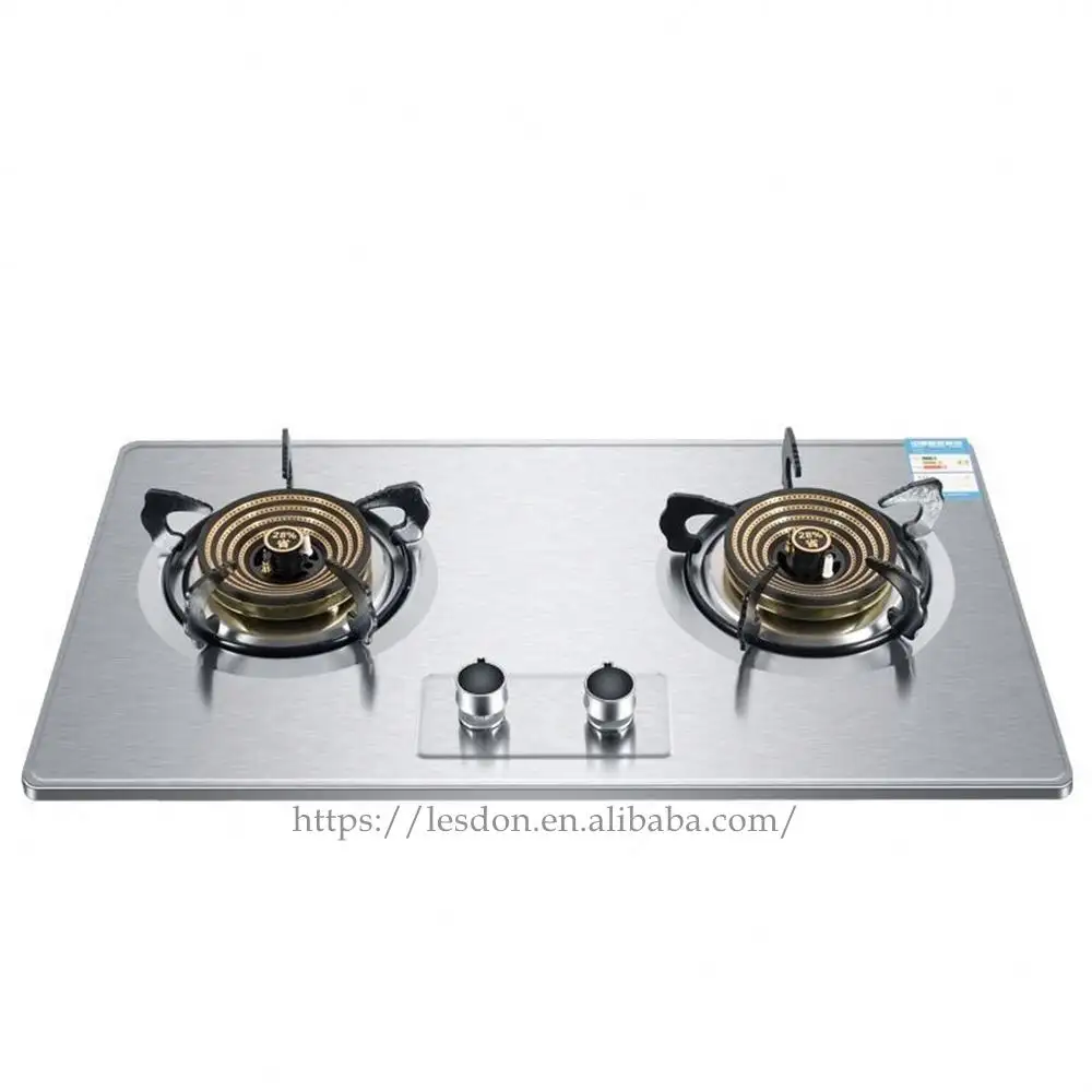 Copper cover double stove stainless steel liquefied natural kitchen ipg gas stove top embedded stove
