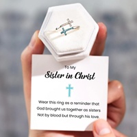 Bague de mariage FUAMAY en argent sterling 925 plaqué rhodium avec double croix et zirconiums bleus et blancs, pour un usage quotidien et des cadeaux unisexes