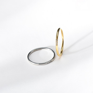 Simple 3 Granular Stone Stainless Steel 18k Gold Diamond Simple Bracelet Stainless Steel Zircon Very <b>Thin</b> <b>Ring</b> Factory Wholesale - Product Image 3