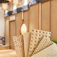 Panneau décoratif artistique en résine PETG tressé bambou, taille personnalisée, robuste et pliable, pour cloisons et surfaces de meubles