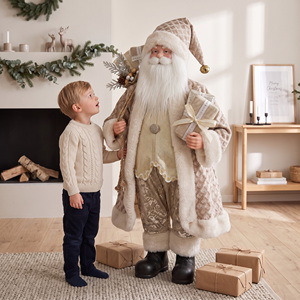 Poupée Père Noël matelassée <span class=keywords><strong>taupe</strong></span> avec capuche en fourrure, figurine neutre du Père Noël pour vitrine de boutique, ensemble de Noël - Product Image 1