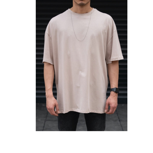 Meilleure qualité T-shirt personnalisé en coton épais Double col haut surdimensionné à manches courtes Design uni de BD - Product Image 3