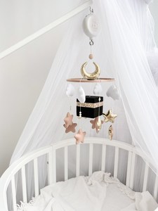 Juguetes colgantes neutros <span class=keywords><strong>para</strong></span> niños, decoración de Kaaba, música Corán, cubo islámico, fieltro, guardería, móvil <span class=keywords><strong>para</strong></span> bebé, <span class=keywords><strong>cuna</strong></span> - Product Image 2