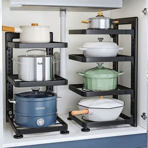 Wholesale Multi Layer Adjustable Carbon Steel <b>Kitchen</b> Pan Storage <b>Shelf</b> Wholesale <b>Kitchen</b> Pot Organizer Rack <b>for</b> Cookware Home - Product Image 2