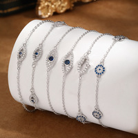 Bracelet chaîne œil de diable SPJ Luxury Sparkling 5A CZ en argent sterling S925 pour femmes, amulette de protection sacrée, bijoux fins, cadeau