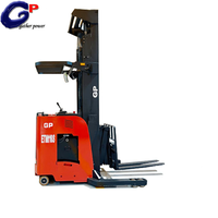 Chariot à mât rétractable entièrement électrique GP de 1,6 tonne avec fourches à double portée et moniteur sans fil