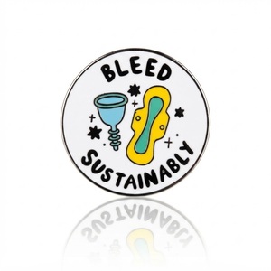 Pin Esmaltado Personalizado 'Bleed Sustainably', Insignia Ecológica para Copa Menstrual, Regalo Sostenible para Activistas del Cero Desperdicio - Product Image 1