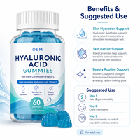 Gummies à base de céramides végétaux et d'acide hyaluronique avec vitamine C pour soutenir la barrière cutanée, formule de qualité professionnelle