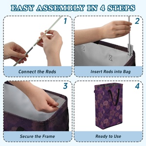 Aloha Purple Hibiscus Flower Pattern Home Foldable Laundry Hampers <b>Large</b> Dirty Clothes Storage Bag Collapsible Laundry Baskets - Product Image 4