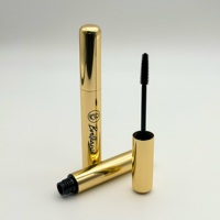 BRILLIANT BM5127 Tubo cilíndrico de aluminio dorado de 9 ml para suero de pestañas y máscara, con logotipo personalizado, envase cosmético con tapa de rosca, OEM