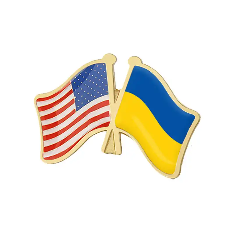 Wholesale Manufacturers Designer Custom Country Ukraine Flag Enamel Lapel Pins Badge america ukraine flag pin