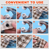 50/100 boutons-pression métalliques creux avec kit d'outils de pose (pinces) pour vêtements, sacs et chaussures