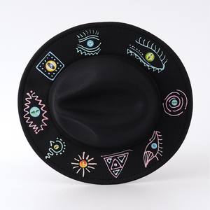 2025 nouvelle main impression fête hommes femmes mode Graffiti feutre Jazz Panama goth <span class=keywords><strong>chapeau</strong></span> Fedora feutre <span class=keywords><strong>borsalino</strong></span> Trilby Gangster chapeaux - Product Image 3