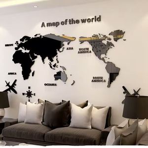 Mapa del Mundo Acrílico 3D, Adhesivos de Pared de Cristal Sólido para Dormitorio, Sala de Estar, Aula, Oficina, Decoración - Product Image 1
