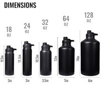Bouteilles d'Eau Sportives Isothermes à Double Paroi en Acier Inoxydable, 1L, 18oz, 32oz, avec Logo Personnalisé et Revêtement Poudre