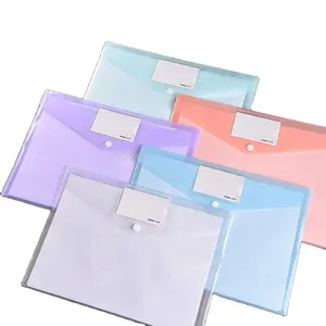 Sac en papier bouton transparent Morandi vente en gros sac en papier A4 sac étanche en PP avec étiquette