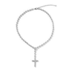 Collar de <span class=keywords><strong>Cadena</strong></span> de Bolas <span class=keywords><strong>con</strong></span> Colgante de Cruz <span class=keywords><strong>con</strong></span> Circonitas Cúbicas Estilo Hip Hop, Joyería <span class=keywords><strong>con</strong></span> Circonitas y Zirconia, Collar Estilo Bola de 5 mm - Product Image 2