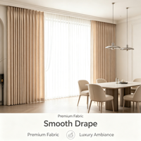 Rideaux de salle à manger double couche haut de gamme, voilages plissés en tissu lisse pour l'intimité dans les projets de villas