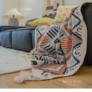 Bohemian selimut rajut gaya Nordik, untuk penggunaan rumah etnik, selimut rajut, syal rajut, ujung tempat tidur, penutup Sofa untuk selimut berat - Product Image 2