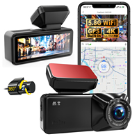 Enregistreur vidéo de voiture universel 4K HD à double objectif avec GPS/ADAS en option, contrôle par application, Wi-Fi, enregistrement en boucle, vision nocturne, stockage 512 Go