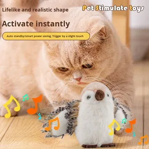 Juguete <span class=keywords><strong>el</strong></span>éctrico ecológico de simulación Sparrow Plush Cat con funciones de entrenamiento de sonido y movimiento de autoentretenimiento - Product Image 1
