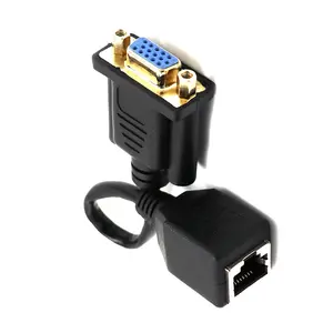 Pabrik VGA DB9 laki-laki ke perempuan RJ45 kabel adaptor RJ45 untuk DB9 kabel jaringan tampilan konektor untuk kabel jaringan DB9 Extender