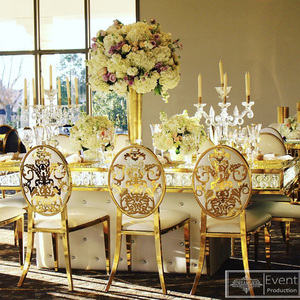 Sedie da Matrimonio Moderne con Schienale in Metallo a Motivo Rosa, <span class=keywords><strong>Mobili</strong></span> da Pranzo in Acciaio Inossidabile per la Casa in Vendita - Product Image 5