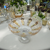 Verres à pied faits à la main incrustés d'or, décoration de luxe pour la maison, verre en cristal, verrerie Lalique, bol à fruits de mariage, ornement de rangement, dessus de table