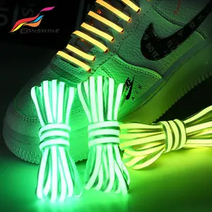 Luminous วงกลม GLOW in Dark Hand String รูปไข่โพลีเอสเตอร์เชือกผูกรองเท้าสำหรับรองเท้าผ้าใบ