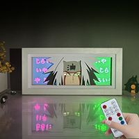 Lampe de sculpture sur papier 3D japonaise, lumière de nuit bicolore avec cadre en bois pour la décoration de bureau sur le thème de l'anime et couches 3D 12+