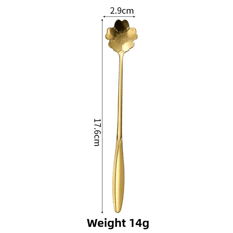 Cucchiaio lungo in oro con fiori di ciliegio