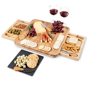 Ensemble de planches à fromage en bambou avec couteaux et ardoise pour usage domestique, idée cadeau durable - Product Image 3