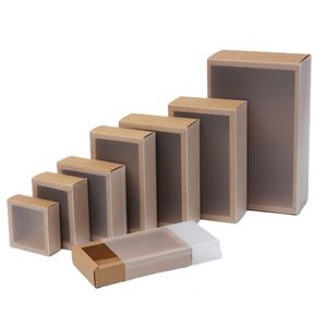 Hot <strong>Sale</strong> Kraft White Black <strong>Paper</strong> Drawer Gift <strong>Box</strong> With Clear PVC Window Sleeve - Product Image 1
