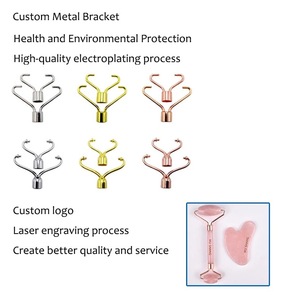 Massaggiatore di giada naturale rullo per <span class=keywords><strong>massaggio</strong></span> facciale rullo di giada al quarzo rosa Gua Sha Set <span class=keywords><strong>con</strong></span> scatola - Product Image 5