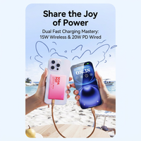 Cargador Inalámbrico Magnético 2 en 1 Portátil Ultrafino de 5000 mAh con Entrada Tipo-C de 10 W/15 W/20 W y Batería Externa de Carga Rápida