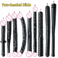 Dildo Doble de Silicona para Mujeres, Simulación de Vagina, Juguetes Sexuales para Lesbianas y Gays, PVC Médico, Color Negro, Envío Directo, Envío Gratis