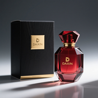 Flacon de parfum en verre coloré personnalisé OEM&ODM avec bouchon diamant unique, boîte cadeau en papier noir et or de qualité supérieure