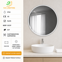 Miroir de salle de bain LED à cadre métallique, mural, à intensité variable, avec interrupteur tactile, étanche IP44, miroir de vanité intelligent pour hôtel par Joystar